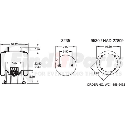 W013588888 by FIRESTONE - Airide Air Spring Reversible Sleeve 1T15M-7.5