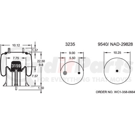 W013589304 by FIRESTONE - Airide Air Spring Reversible Sleeve 1T15M-6