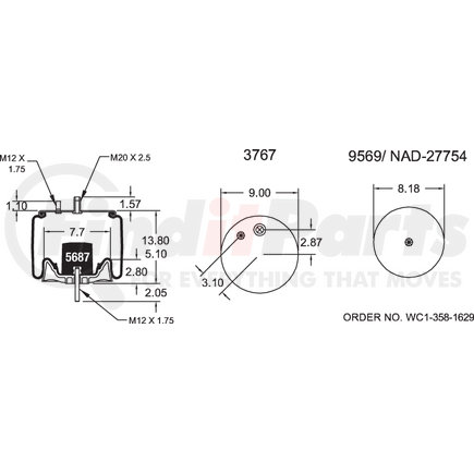 W013589554 by FIRESTONE - Airide Air Spring Reversible Sleeve 1T15LP-2