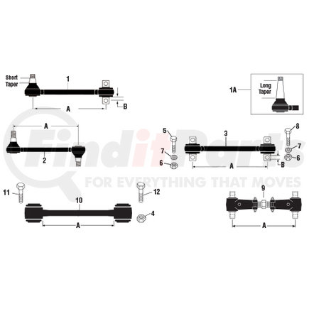 4537-215 by PAI - Axle Torque Rod - 21-1/2in Center to Center 5/8in Mounting Hole 1-1/8in Rod Diameter