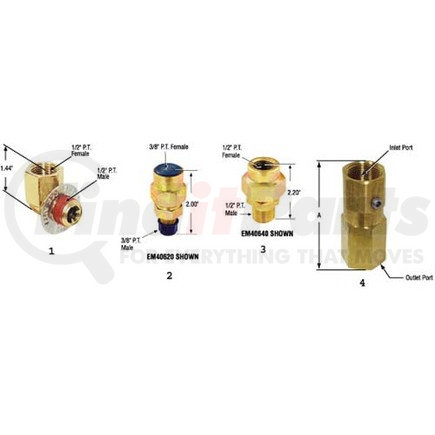 EM40690 by PAI - Air Brake Single Check Valve - Male Port 1/2 in. P.T., Female Port 1/2 in. P.T.