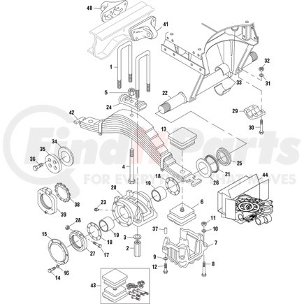 EM47340 by PAI - Leaf Spring Insulator - Upper; 7/12in x 6-3/16in 1-1/2in Pin Mack 55,000 / 65,000 Lb Rear Suspension Application