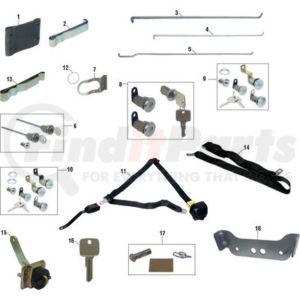 FLK-4722 by PAI - Door Lock Set - 4-1/2" Overall Length, for Mack R-Series