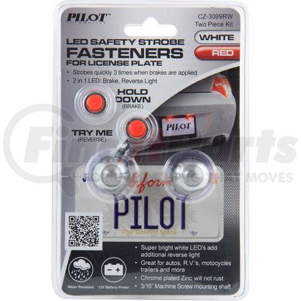 Pilot CZ-3099RW License Plate Fastener Assortment Led License Plate fasteners w/Strobe Brake and reverse light