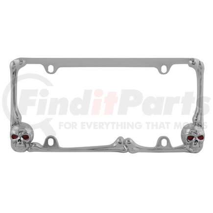 WL218-CR by PILOT - Red LED Skll Lighted ChromeLicense Frame skull
