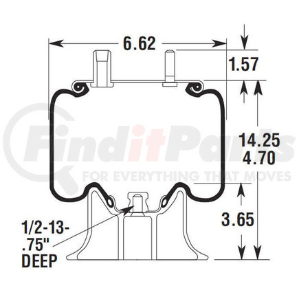 W013585298 by FIRESTONE - Air Spring - 14.25" Extended, 4.70" Compressed, 6.31" Width Top Plate, Gillig Low Floor Front