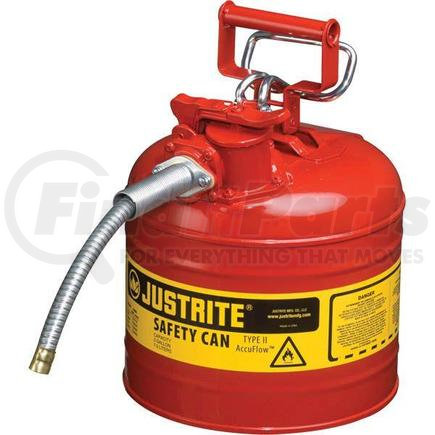 7220120JR by JUSTRITE - Justrite® Type II Safety Can, 2 gal, 5/8" Hose, Red