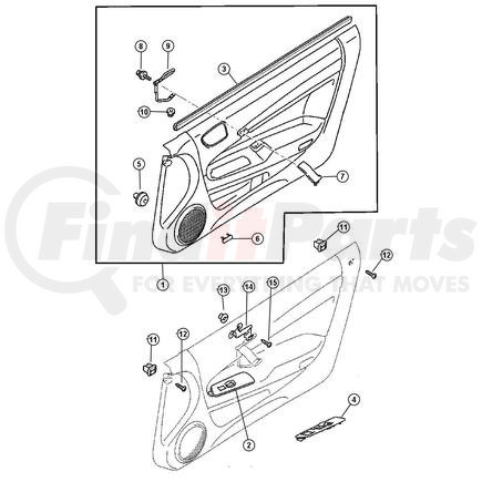 MR641701 by CHRYSLER - PANEL. Right. power window switch. Diagram 2