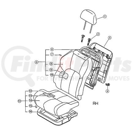 MR958994YB by CHRYSLER - COVER. Front Seat Cushion. Diagram 14