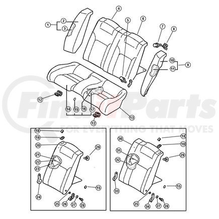 MN121010YB by CHRYSLER - COVER. Right. Rear Seat Back. Diagram 20