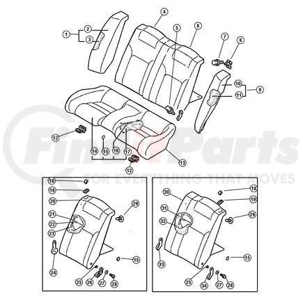 MN121009YB by CHRYSLER - COVER. Left. Rear Seat Back. Diagram 20