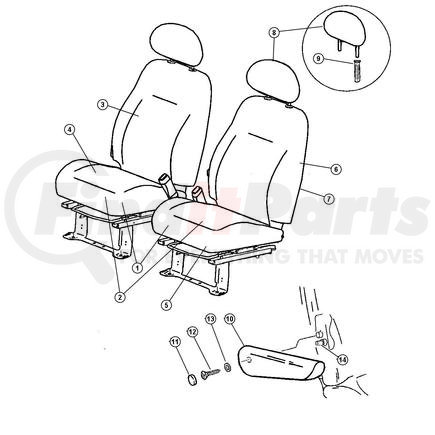 1AL301FLAA by CHRYSLER - HEADREST. Right. Front. Diagram 8