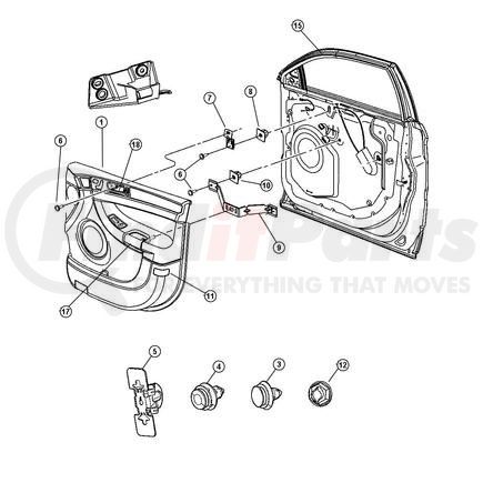1BF081L2AA by CHRYSLER - PANEL. Right. Front Door Trim. Diagram 1