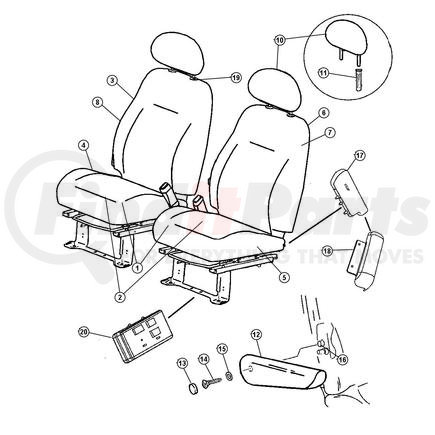 1BZ821FLAA by CHRYSLER - COVER. Right. Front Seat Cushion. Diagram 5