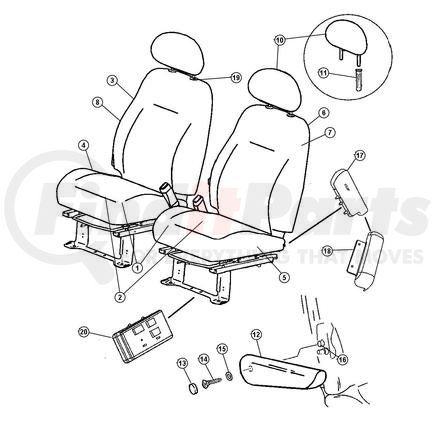 1BB771FLAA by CHRYSLER - COVER. Left. Front Seat Back. Diagram 7