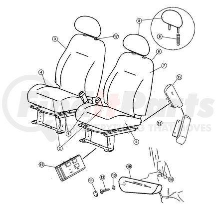 1BL611FLAA by CHRYSLER - SEAT BACK. Left. Front. Diagram 6