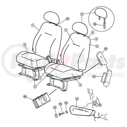 1CF431FLAA by CHRYSLER - COVER. Left. Front Seat Cushion. Diagram 4