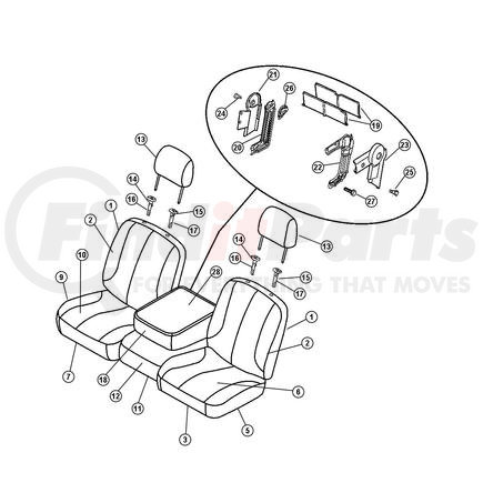 1DQ501D5AA by CHRYSLER - CUSHION. Front Seat. 20% Center. Diagram 11