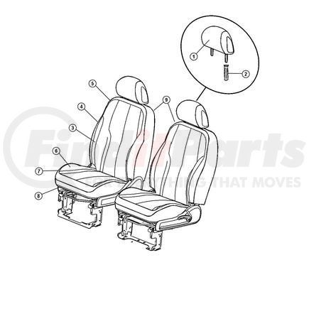 1CW861D5AA by CHRYSLER - COVER. Right. Front Seat Back. Diagram 3