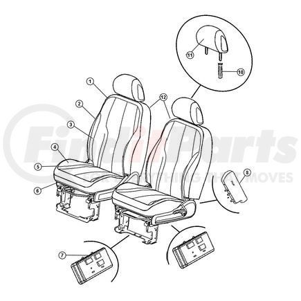 1CW851K2AA by CHRYSLER - COVER. Left. Front Seat Back. Diagram 3