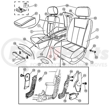 1EB391J3AA by CHRYSLER - COVER. Passenger. Front Seat Cushion. Diagram 3