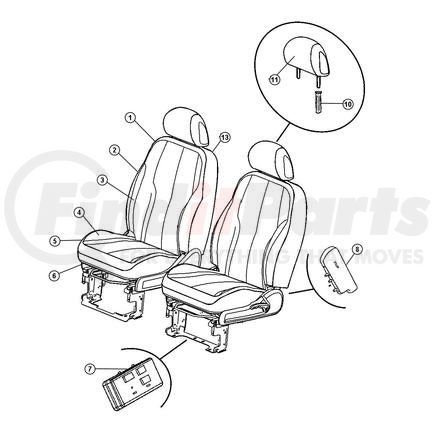 1GD171D5AA by CHRYSLER - COVER. Driver. Front Seat Cushion. Diagram 4