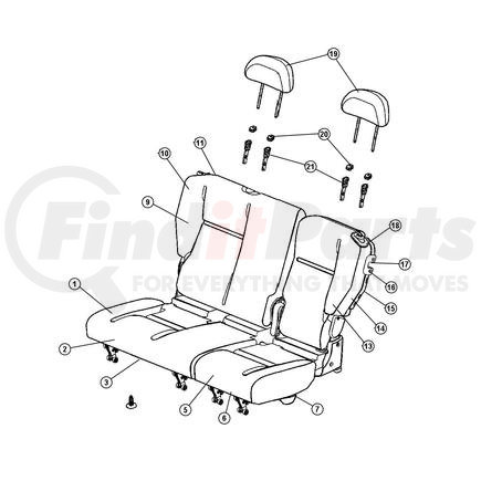 1CX851D5AA by CHRYSLER - COVER. Rear Seat Cushion. Diagram 5