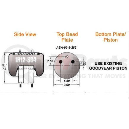 1R12-394 by STEMCO - Super Cushion® Rolling Lobe Air Springs