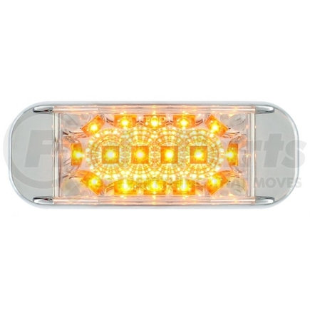 39819B by UNITED PACIFIC - Clearance/Marker Light - 16 LED Rectangular, with Reflector and Chrome Bezel, Amber LED/Clear Lens