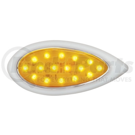 38845B by UNITED PACIFIC - Clearance/Marker Light - with Bezel, 16 LED "Teardrop" Clearance/Marker Light with Bezel, Amber LED/Amber Lens