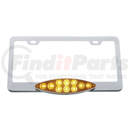 39883 by UNITED PACIFIC - License Plate Frame - Chrome, with 10 LED Cats Eye Light, Amber LED/Amber Lens