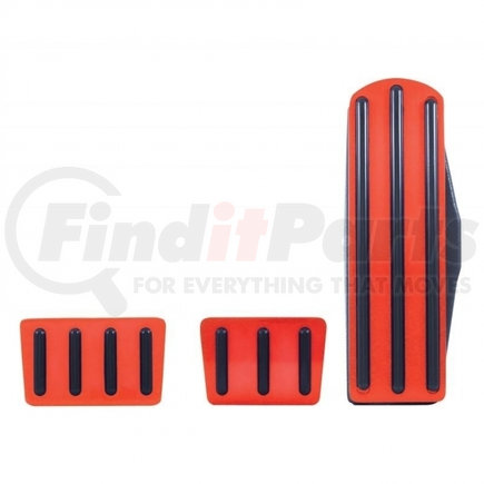 70293 by UNITED PACIFIC - Accelerator/Brake/Clutch Pedal Set - Red, Anodized, with Black Insert, for Freightliner