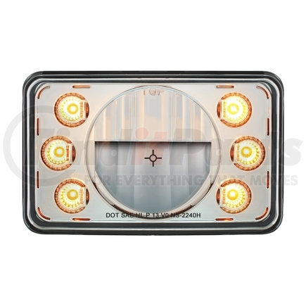 31238 by UNITED PACIFIC - Headlight - RH/LH, 4 x 6 in. Rectangle, High Beam, Bulb, with Dual Function 6 Amber LED Position Light