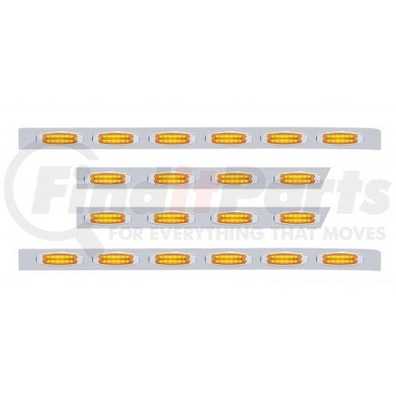 21276 by UNITED PACIFIC - Side Marker Light - Sleeper Panel, 63", Stainless, with 20 x 12 LED Rectangular, Amber LED/Amber Lens, for Peterbilt