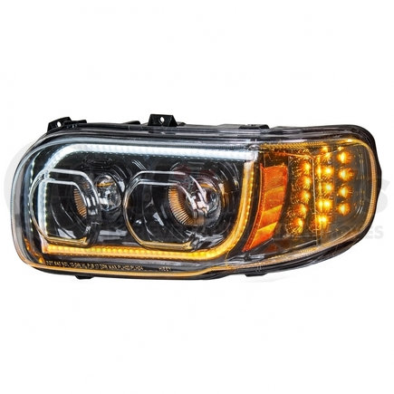 31146 by UNITED PACIFIC - Headlight Assembly - LH, LED, Chrome Housing, High/Low Beam, with LED Signal Light, Position Light and Side Marker