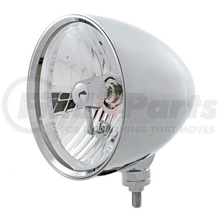 32552 by UNITED PACIFIC - Headlight - Motorcycle, "Chopper", RH/LH, 7 in. Round, Chrome Housing, Crystal H4 Bulb, with Billet Style Bezel