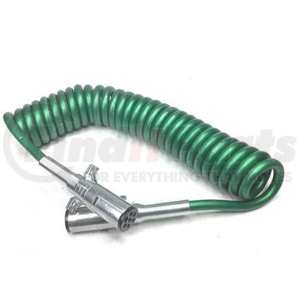37091 by TECTRAN - Trailer Power Cable - 20 ft., 7-Way, Powercoil, ABS, Green, with Spring Guards