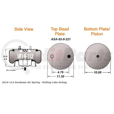 1R14-112 by GOODYEAR - Super Cushion® Rolling Lobe Air Springs