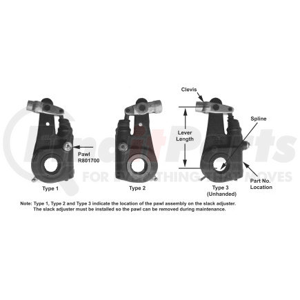 R802316 by MERITOR - Air Brake Automatic Slack Adjuster - 1.50" Spline Dia., 5.50" Arm Length, 10 Spline Count