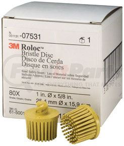 7531 by 3M - Scotch-Brite™ Roloc™ Bristle Disc 07531 Yellow, 1", Medium, 10 discs/bx, 4 boxes/cs