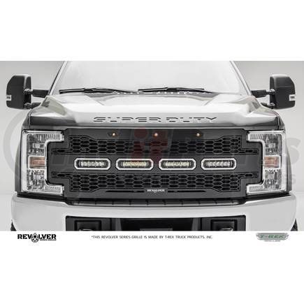 6515641 by T-REX - Revolver Series LED Grille; Laser Cut Pattern; Mild Steel; Black; Chrome Studs; 1 Pc; Replacement;