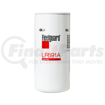 LF691A by FLEETGUARD - Engine Oil Filter - 12.1 in. Height, 5.38 in. (Largest OD), Full-Flow Spin-On