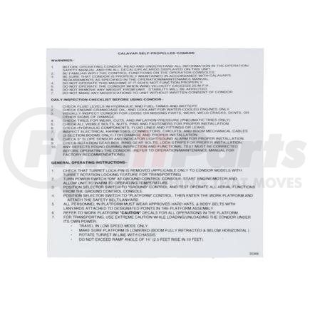 35366 by CONDOR - CONDOR ORIGINAL OEM, DECAL - GENERAL OPERATING INSTRUCTIONS