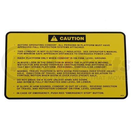 38535 by CONDOR - CONDOR ORIGINAL OEM, DECAL - ARTIC. UPPER CAUTION