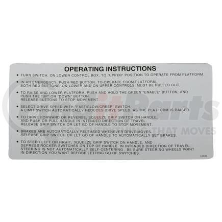 55889 by CONDOR - CONDOR ORIGINAL OEM, DECAL - V XL UPPER OPERATING