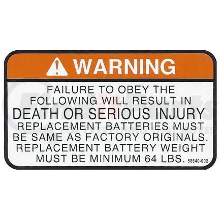 56640-002 by CONDOR - CONDOR ORIGINAL OEM, DECAL, BATTERY REPLACEMENT