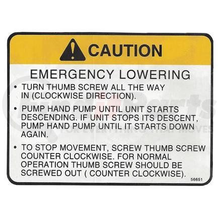 56651 by CONDOR - CONDOR ORIGINAL OEM, DECAL, EMERGENCY LOWERING