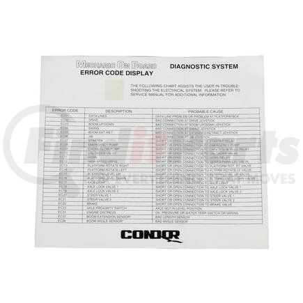71589 by CONDOR - CONDOR ORIGINAL OEM, DECAL, ERROR LOWER CONTROL