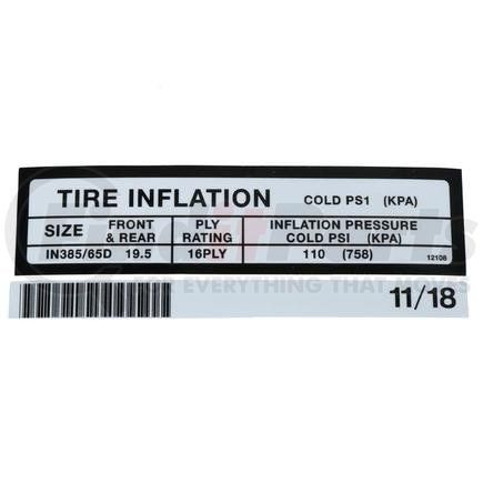 7-376-012108 by GROVE MANLIFT - GROVE MANLIFT ORIGINAL OEM, DECAL-TIRE INFLATION-ENGL