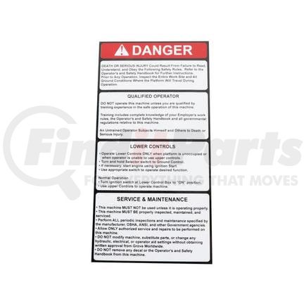 7376101383 by GROVE MANLIFT - GROVE MANLIFT ORIGINAL OEM, DECAL, OPERATOR MAINTENANCE LOWER CONTROL BOX